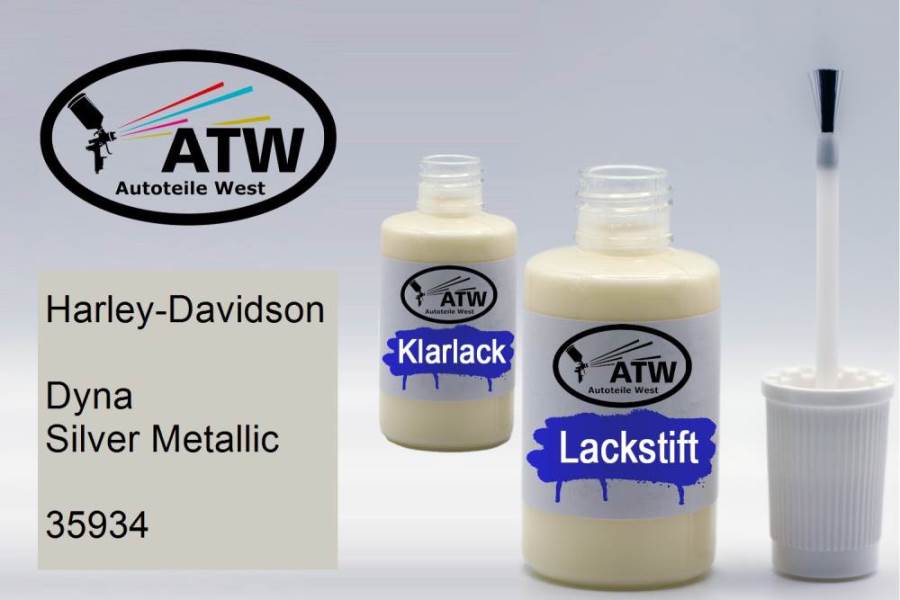 Harley-Davidson, Dyna Silver Metallic, 35934: 20ml Lackstift + 20ml Klarlack - Set, von ATW Autoteile West.